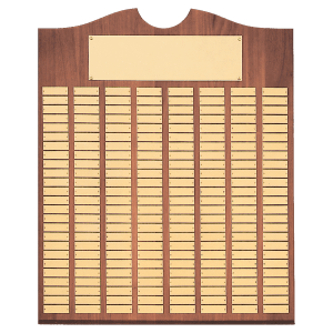 American Walnut 80 Plate Perpetual Plaque with Brushed Brass Plates