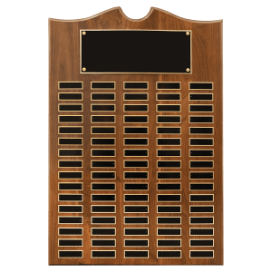 American Walnut 80 Plate Perpetual Plaque with Black Brass Plates