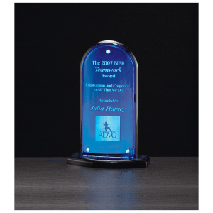 Arch Series Acrylic, Blue Mirror Upright, Black Base with Convex Acrylic Front