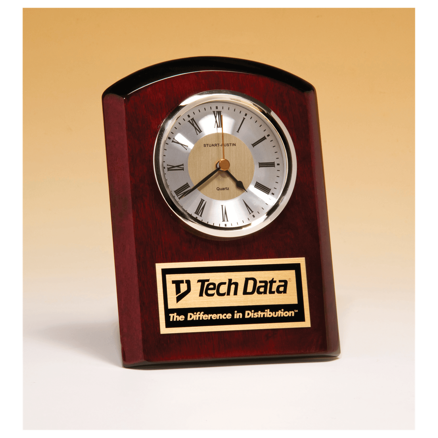 Rosewood Piano Finish Clock, Diamond Spun Dial,Three Hand Movement, Black Plate