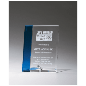 Clear Glass with Sapphire Blue Highlight and Silver Plated Easel Post