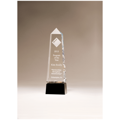 Crystal Obelisk with Prism-Effect Top and Black Base