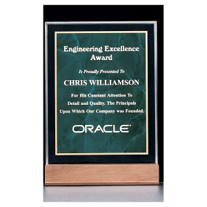 Emerald Marble Acrylic Award with American Walnut Base