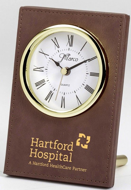 CLOCK W/POST BROWN/GOLD