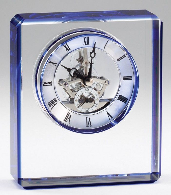 RECT CLOCK W/BLUE EDGES
