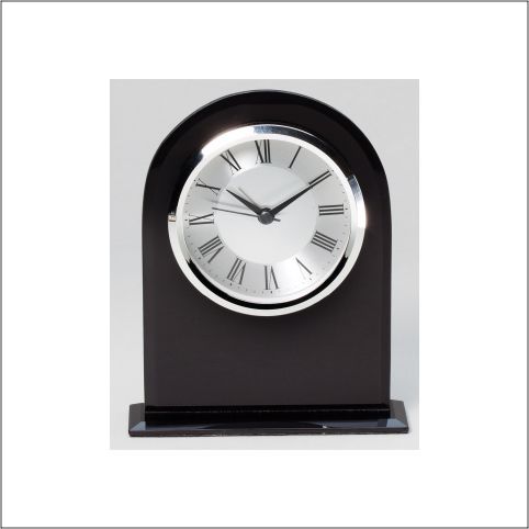 BLACK GLASS DOMED CLOCK