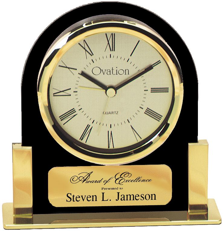 OVATION CLOCK GL/BLK