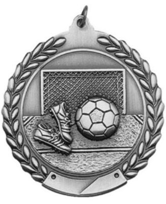 SOCCER MEDAL SILVER 1-3/