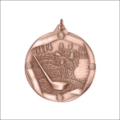 GOLF MEDAL BRONZE 2-1/4"