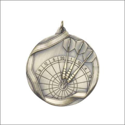 DARTS MEDAL GOLD 2-1/4"
