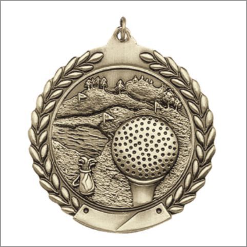 GOLF MEDAL GOLD 1-3/4"