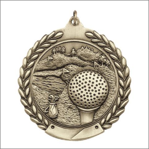 GOLF MEDAL GOLD 2-3/4"