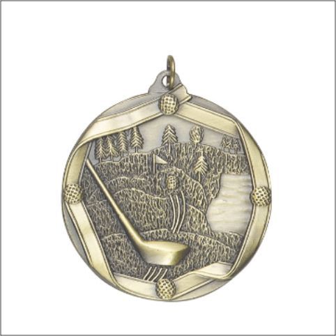GOLF MEDAL GOLD 2-1/4"
