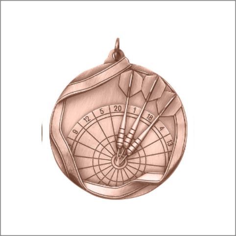 DARTS MEDAL BRONZE 2-1/4