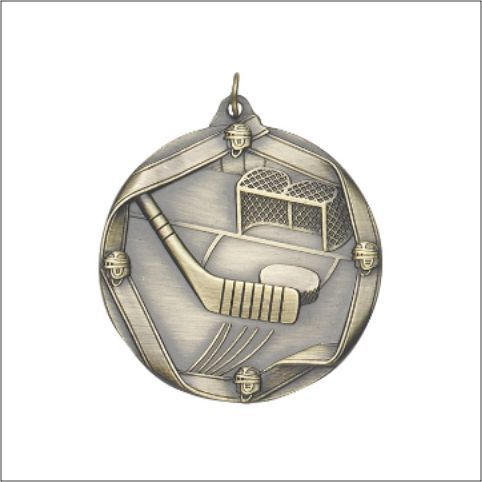 HOCKEY MEDAL GOLD 2-1/4"