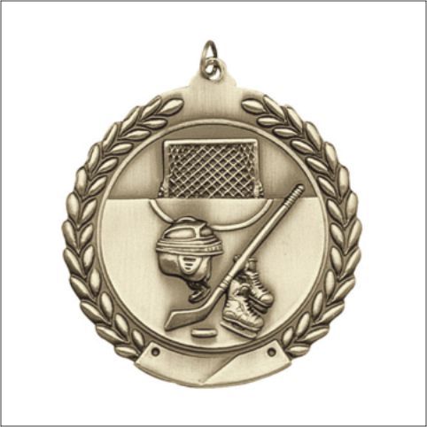 HOCKEY MEDAL GOLD 2-3/4"