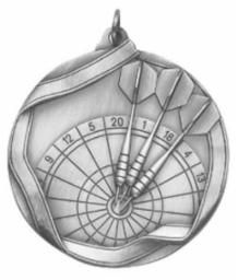 DARTS MEDAL SILVER 2-1/4