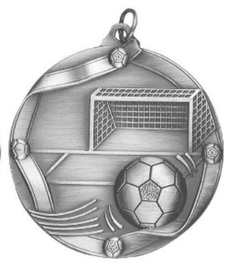 SOCCER MEDAL SILVER 2-1/