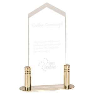 CLEAR FROSTED ARROW ACRYLIC W/BRASS BASE