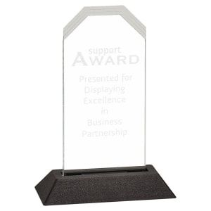 CLEAR FROSTED CLIP CRNR ACRLC WHITE BASE