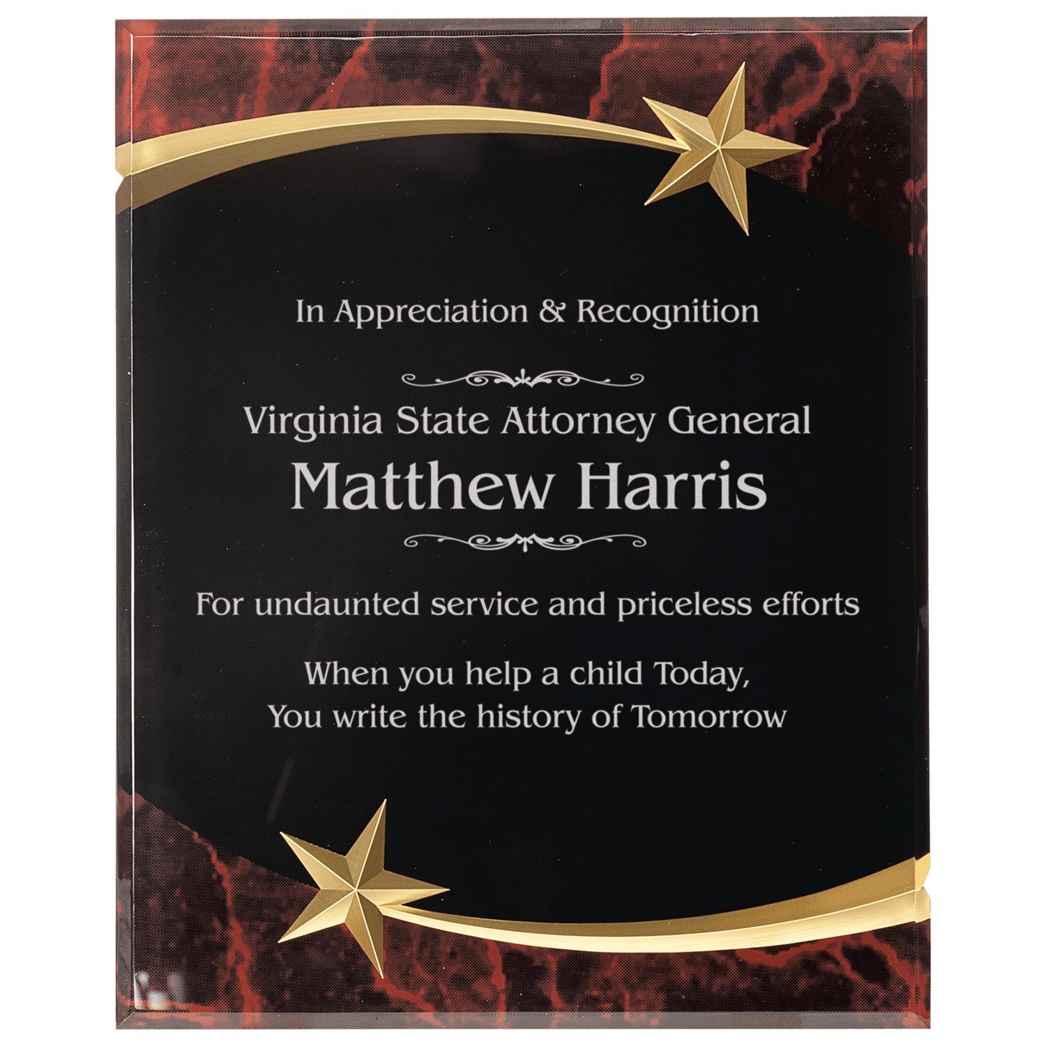 RED MARBLE SHOOTING STAR ACRYLIC PLAQUE