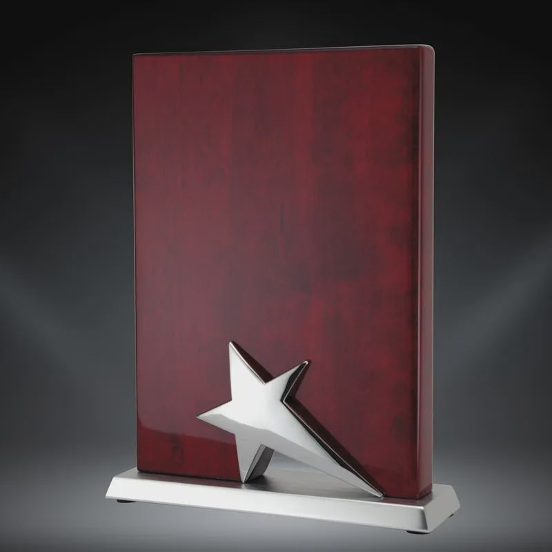 Metal Star &amp; Rosewood Desk Plaque