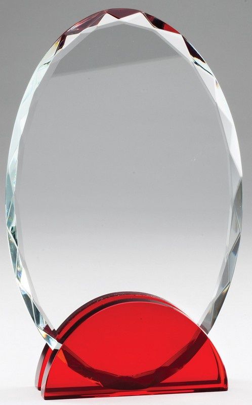 FACETED OVAL RED BASE 6"