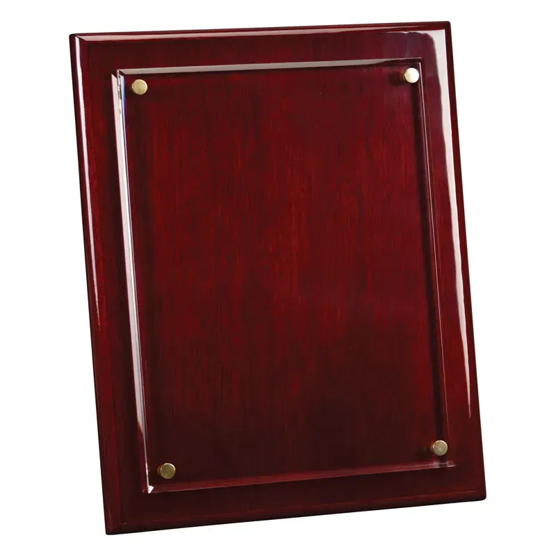 Standing Piano Finish Plaque with Acrylic, Rosewood / Gold