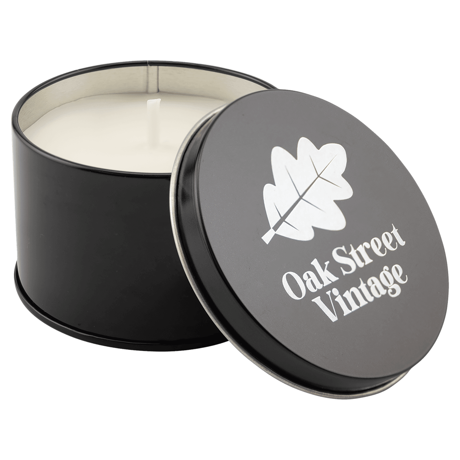 5.3 oz. Weathered Oak Candle in a Black Metal Tin