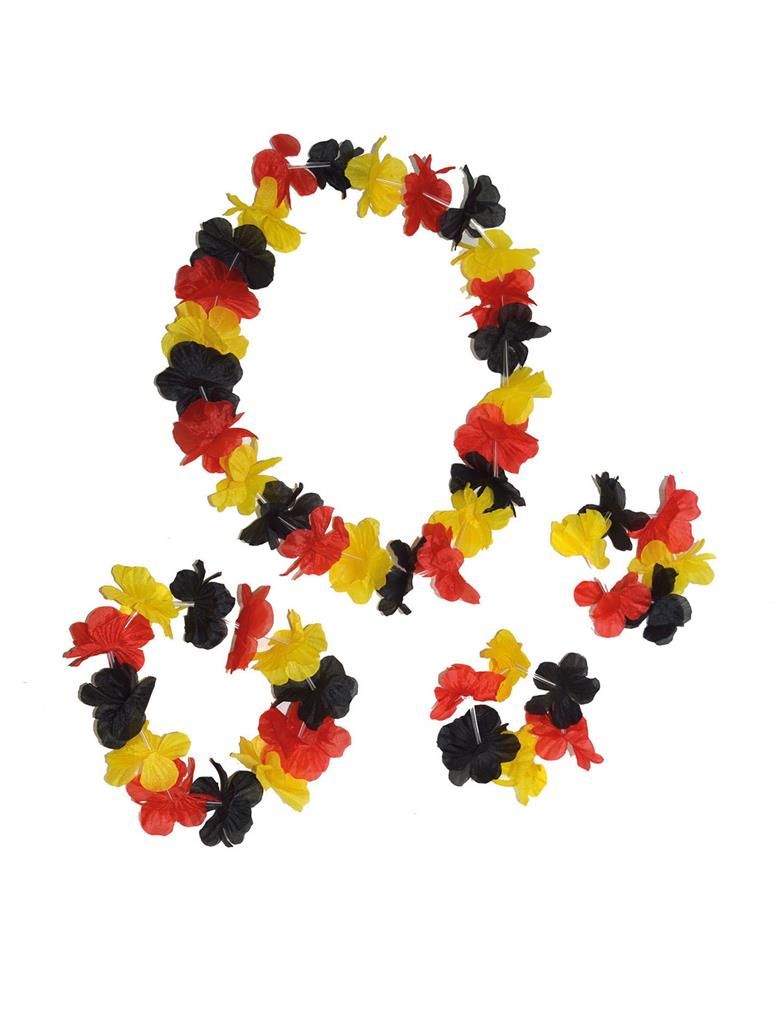 Bloemenkrans set 4dlg zwart geel rood