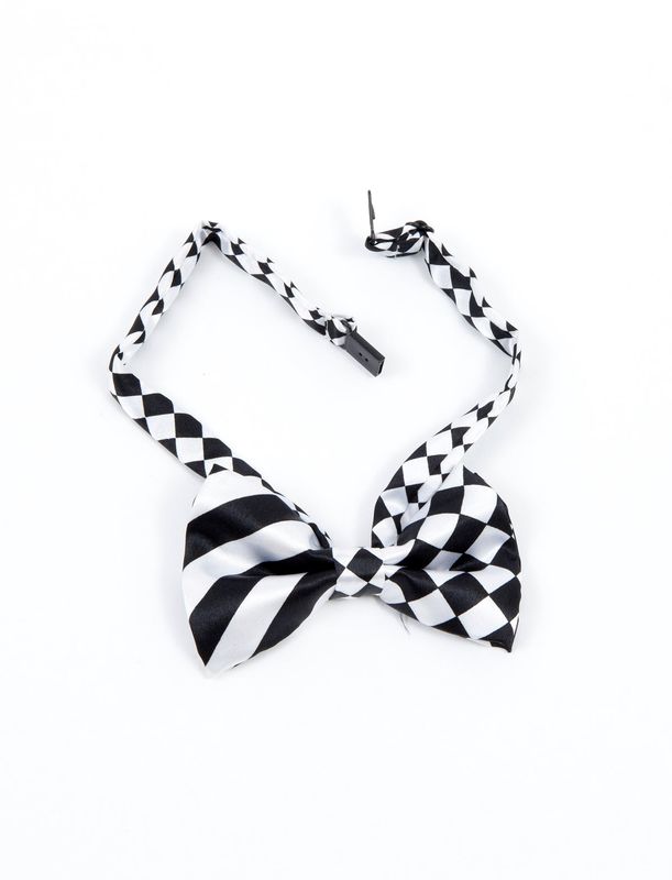 Fliege kariert Schwarz/Wei