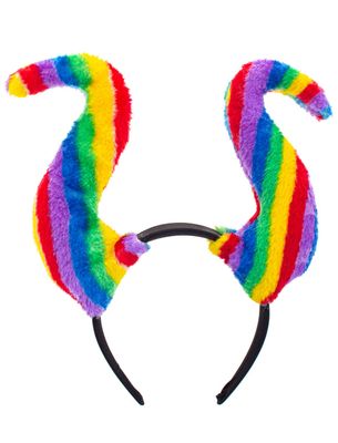 Haarreif mit Regenbogen-Hörner