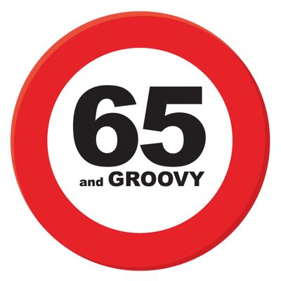 Geburtstagsbutton 65. Vekehrsschild Geburtstagsbutton 65. Vekehrsschild