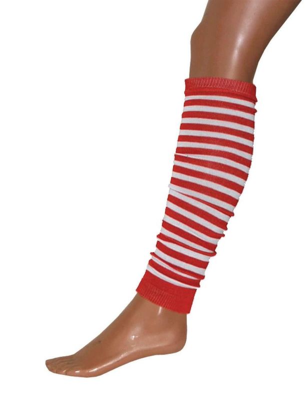 Beinstulpen Gestreift Rot/Weiß 50cm
