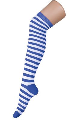 Kniestrümpfe Gestreift Blau/Weiß 55cm