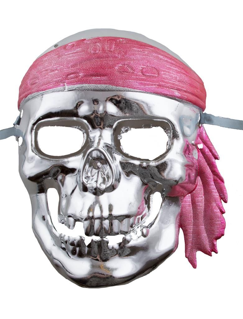 Schnürmaske Totenkopf Pirat Silber