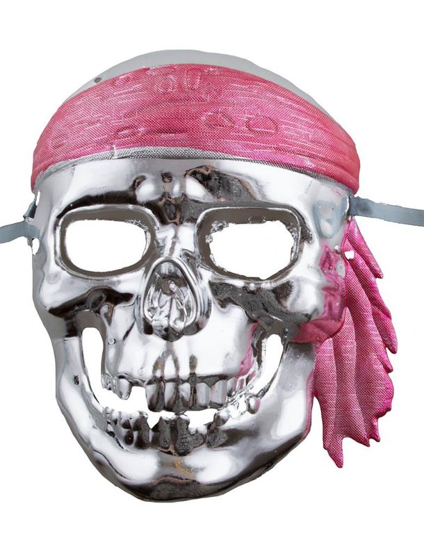 Schnürmaske Totenkopf Pirat Silber