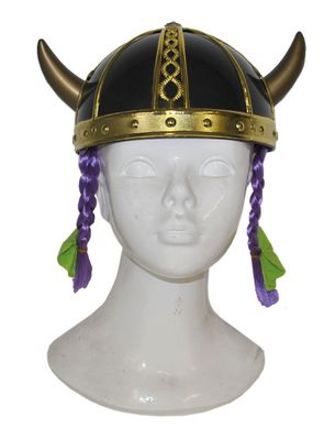 Vikinghelm met vlechtjes Vikinghelm met vlechtjes