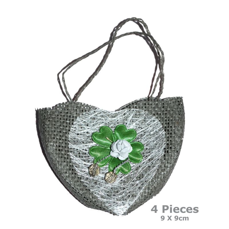 Herz Handtasche Set 4 tlg. grau