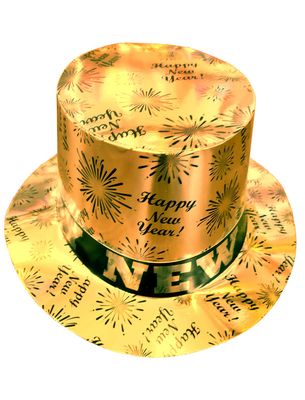 Zylinderhut Happy New Year Gold