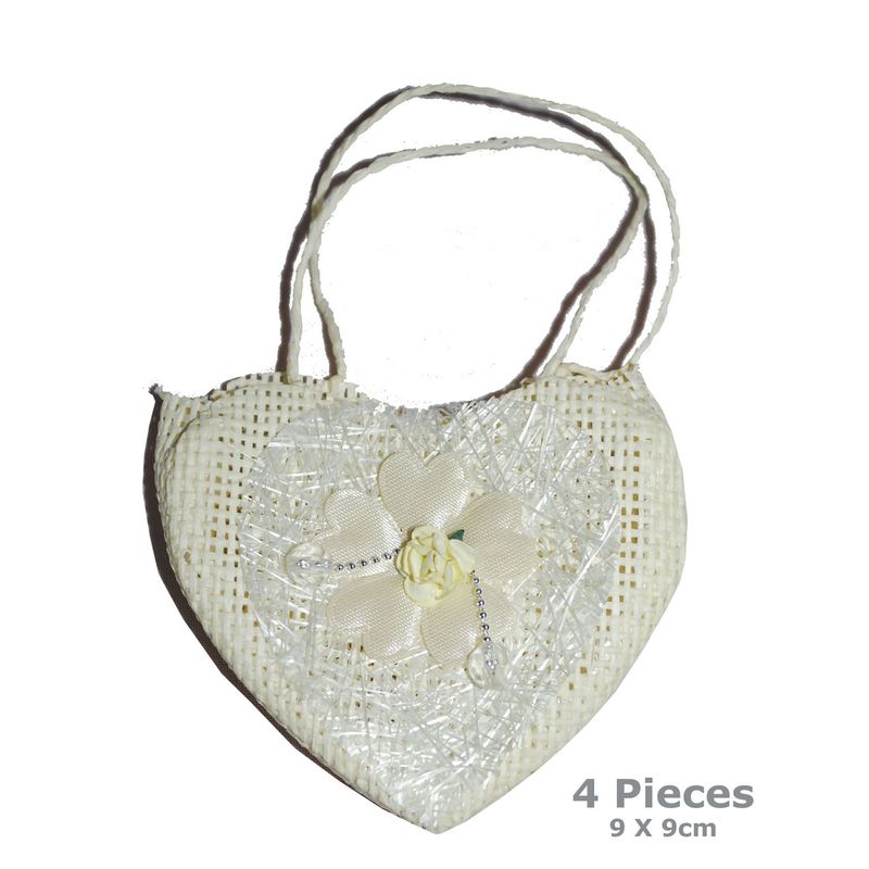 4er Herz Handtasche Weiß