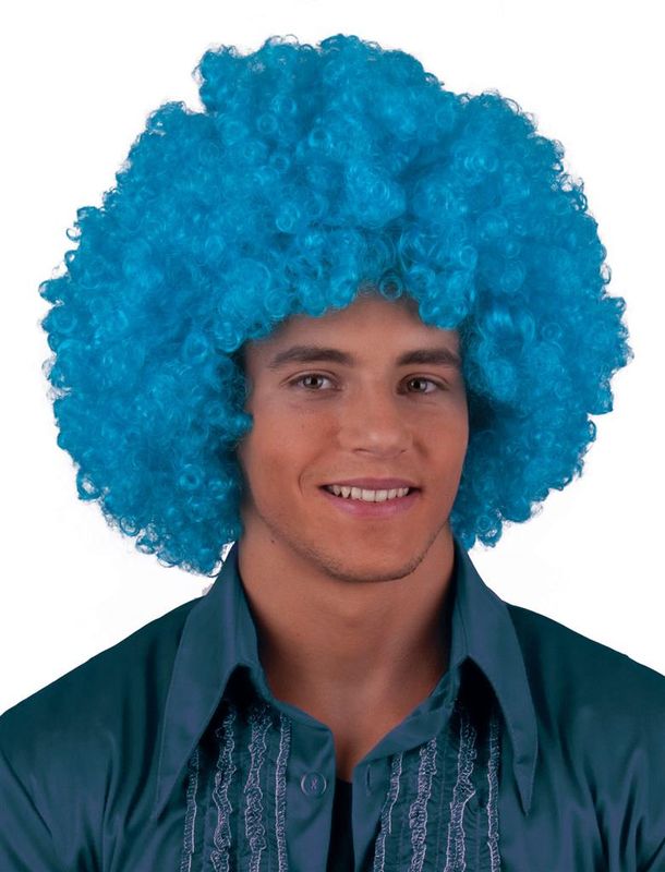 Perücke Afro Disco Blau