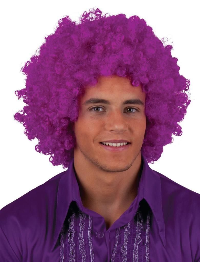 Pruik disco afro paars Pruik disco afro paars