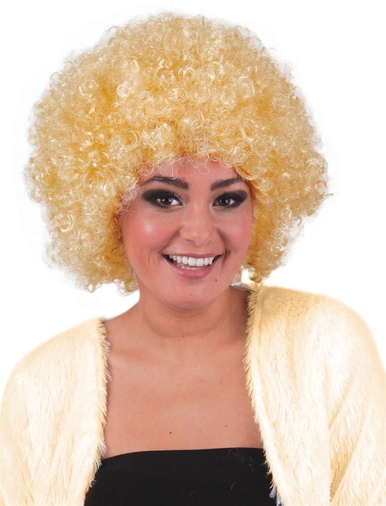 Pruik hippie afro blond Pruik hippie afro blond