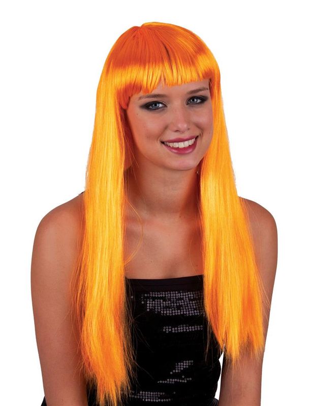 Perücke Pony Langhaar Orange