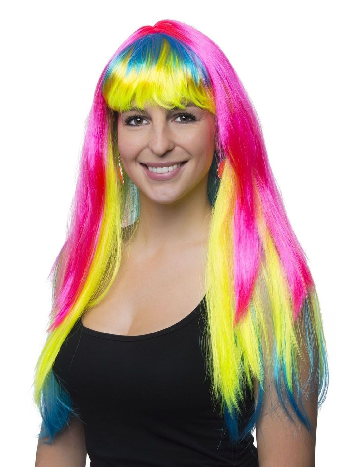 Pruik multicolor