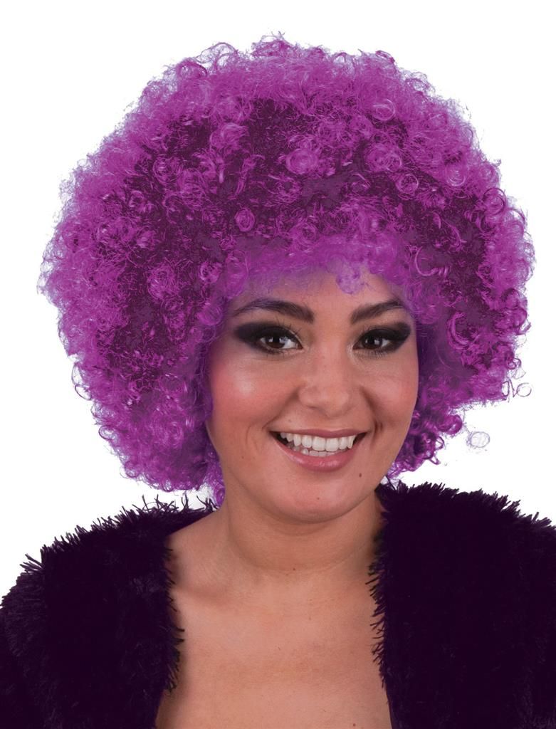 Pruik hippie afro paars