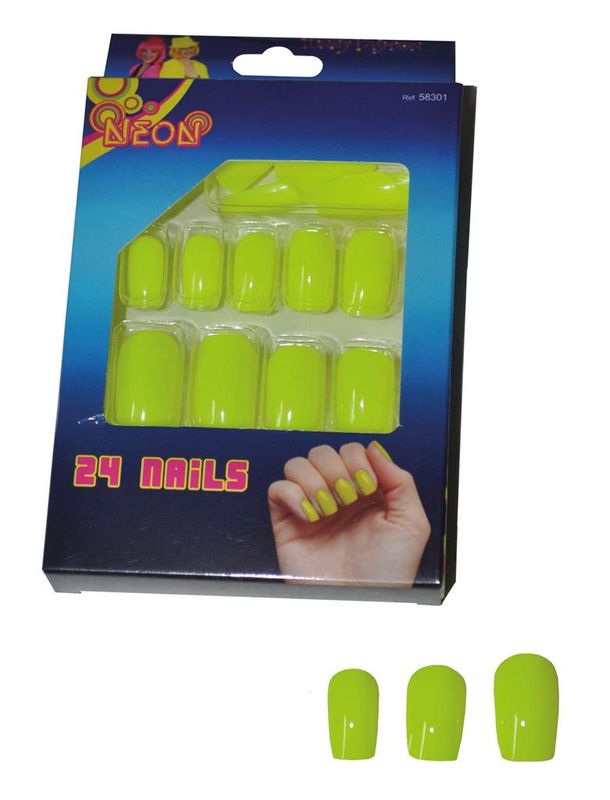 Fingernägel Fluo Gelb 24er-Pack