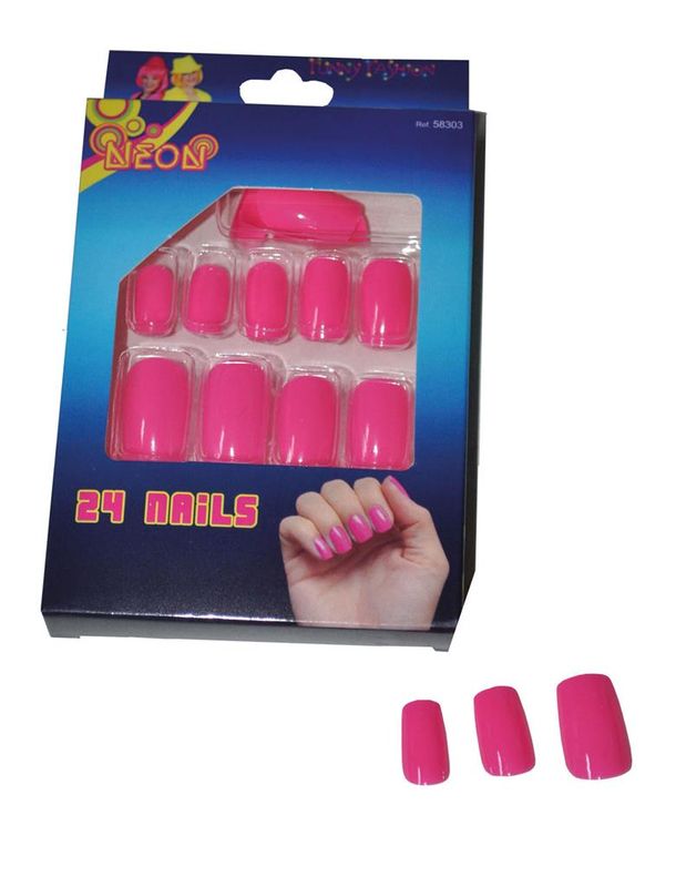 Fingernägel Fluo Rosa 24er-Pack