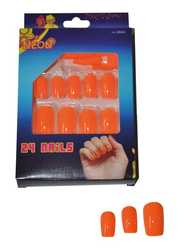Fingernägel Fluo Orange 24er-Pack
